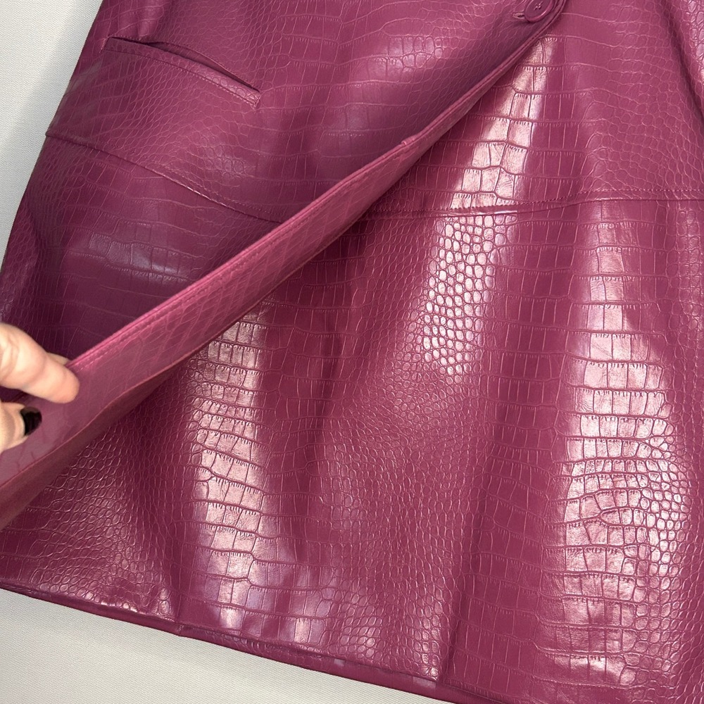 Worthington Faux Croc Asymmetrical Skirt in Deep Magenta - Picture 6 of 13
